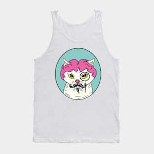 Cat with wig, hairless cat with wig, cat with a mustache Tank Top